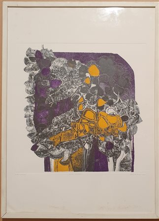 FIRMA SANTI FIiori colorati Acquatinta 50x70 cm Firma in basso a destra,...