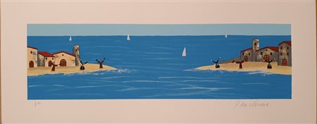 DA NORCIA PAOLO (1954) Piccola regata Serigrafia 20x50 cm Firma in basso a...