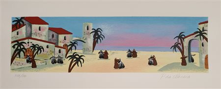 DA NORCIA PAOLO (1954) Incontri al tramonto Serigrafia 20x50 cm Firma in...