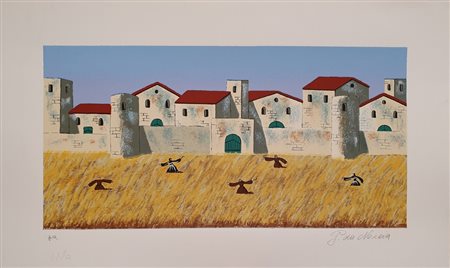 DA NORCIA PAOLO (1954) Mietitura Serigrafia 30x50 cm Firma in basso a destra...
