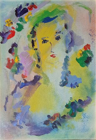 TRECCANI ERNESTO (1920 - 2009) Volto Olio su tela 35x50 cm Firma in basso a...