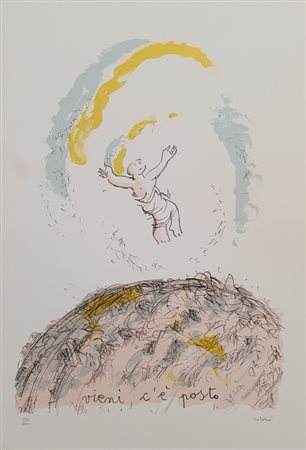 CALABRO VICO (1938) Vieni c'è posto Litografia su carta 50x35 cm Firma in...