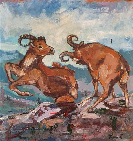 TIOZZO FABRIZIO (1950) Senza titolo Olio su tavola 35x37 cm Firma in basso a...