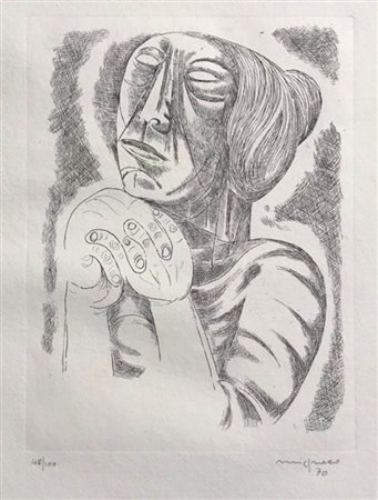MIGNECO GIUSEPPE (1908 - 1997) Senza titolo, 1970 Incisione su carta 65x49 cm...