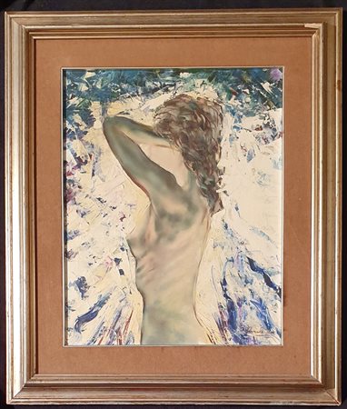 PITTORE XX SECOLO Nudo di donna Olio su tela 40x23 cm Firmato in basso a...