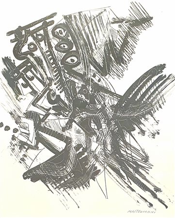 MASTROIANNI UMBERTO (1910 - 1998) Senza titolo Serigrafia monotipo 60x50 cm...