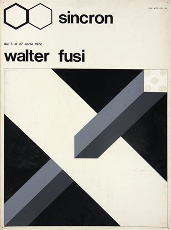 Walter Fusi BOZZETTO SINCRON collage di retini colorati e lettering...