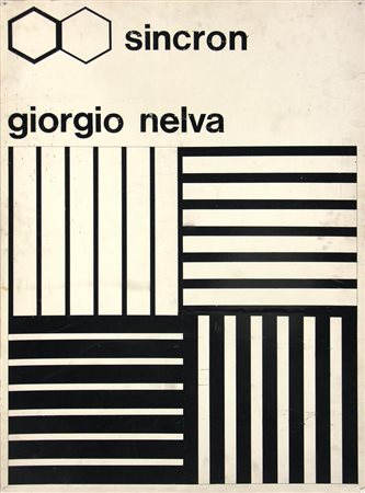 Giorgio Nelva BOZZETTO SINCRON collage di retini colorati e lettering...
