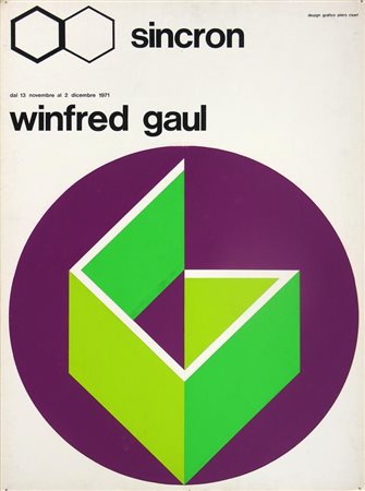 Winfred Gaul BOZZETTO SINCRON collage di retini colorati e lettering...