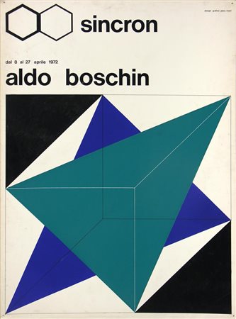 Aldo Boschin BOZZETTO SINCRON collage di retini colorati e lettering...