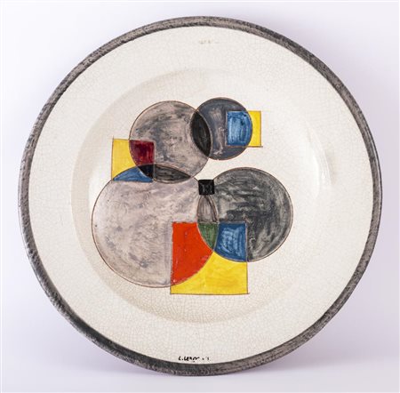 Luigi Veronesi SENZA TITOLO Piatto in ceramica smaltata, diametro cm 50...