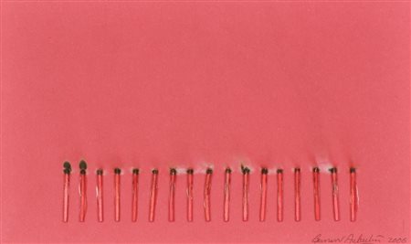 Bernard Aubertin DESSIN DE FEU fiammiferi bruciati su carta, cm 21x35 firmato...