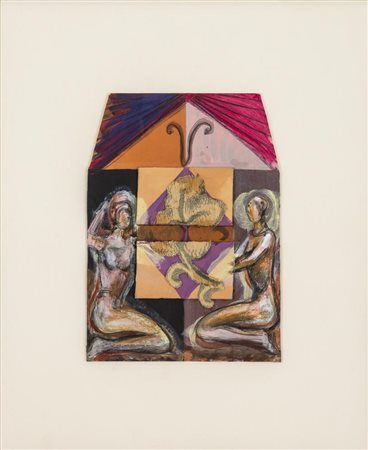 Bruno Ceccobelli ANCELLE DEL VIR tecnica mista e applicazioni su cartoncino,...