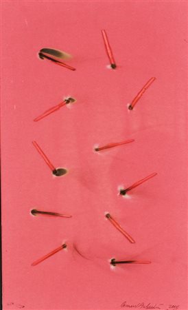 Bernard Aubertin DESSIN DE FEU fiammiferi bruciati su carta, cm 35x21 firmato...