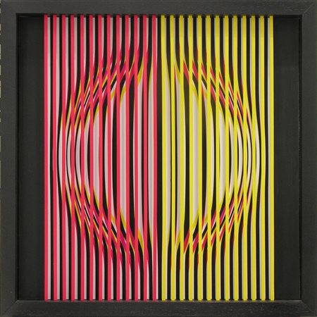 Stefano Ferracci CROMO INTERFERENZE CINETICO-VISIVE N.20 acrilici su tela...