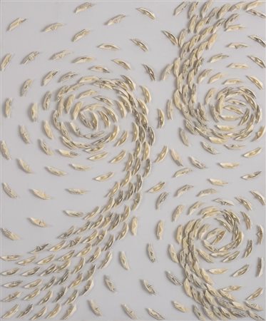 Riccardo Gusmaroli VORTICE BASILEA barche di carta su tela, cm 60x50 sul...