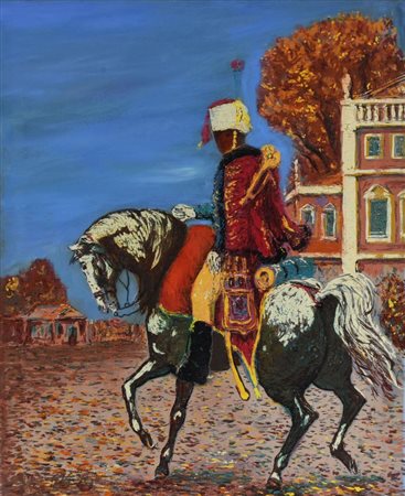 Giovan Francesco Gonzaga CAVALIERE olio su tela, cm 60x50 firmato sul retro:...