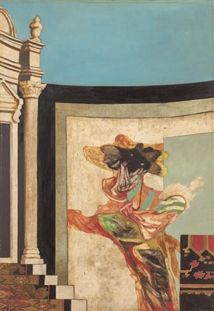 Guido Biasi PERSONAGGIO BAROCCO olio su tela, cm 100x70 firmato sul retro:...