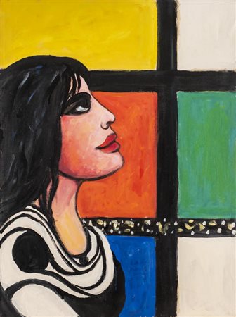 Pompeo Borra DONNA ALLA FINESTRA olio su tela, cm 80x60 sul retro: firmato e...