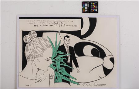 Ronnie Cutrone CHE COSA?! WHAT IS THE GREEN ... tempera e acquerello su carta...