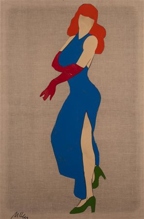 Marco Lodola PIN UP acrilico su tela, cm 150x100 firmato sul retro: firmato e...