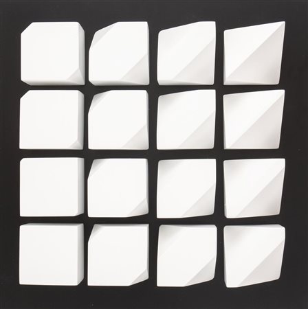 Marcello Morandini STRUTTURA 124A/1971 legno laccato, cm 40x40x9 sul retro:...