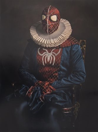 Sacha Goldberger SUPER FLEMISH Portrait d'un homme masque avec une araignée...