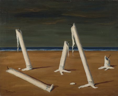 Fiorenzo Tomea (Zoppè di Cadore 1910 - Milano 1960)"Candele in riva al mare"...