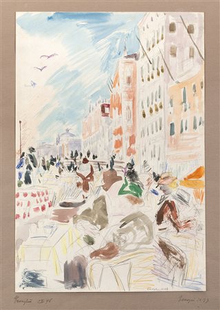 Mario Cavaglieri (Rovigo 1887 - Pavia 1969)"Riva degli Schiavoni a Venezia"...