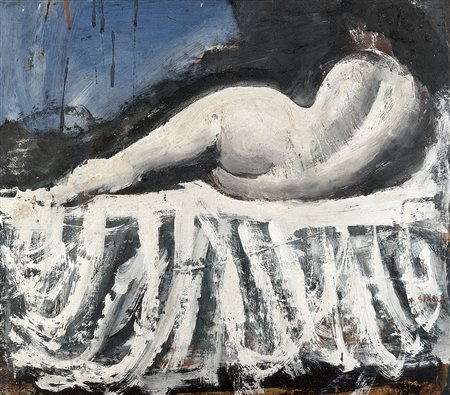 Mario Sironi (Sassari 1885 - Milano 1961)"Nudo femminile" 1949 circatempera...