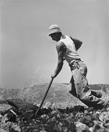 Robert Capa (1913 - 1954)Israel, The new settlement. A young french jew...