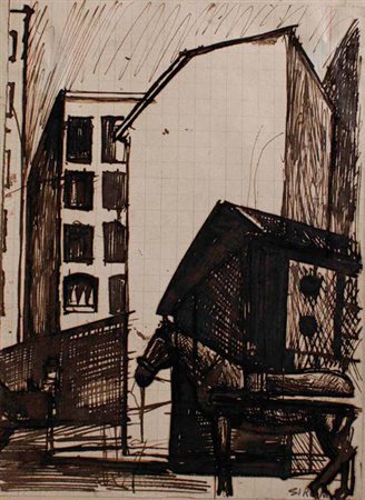 MARIO SIRONI Sassari 1885 - Milano 1961 PAESAGGIO URBANO CONCAVALLO, 1920...