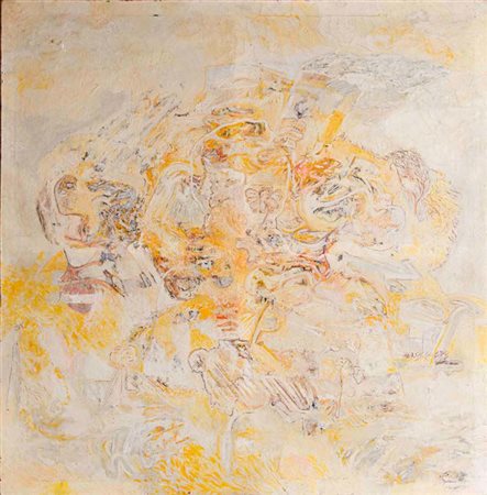 GIUSEPPE BASILE Capo d’Orlando 1952 PAESAGGIO CON AUTORITRATTO, 1974 olio su...