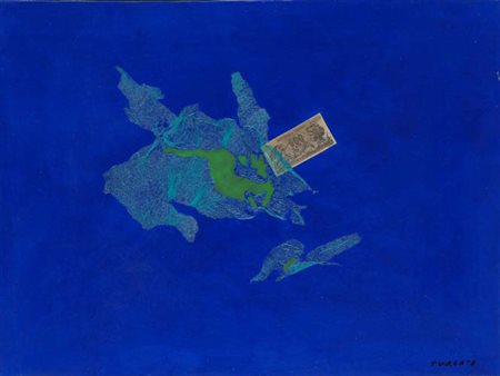 GIULIO TURCATO Mantova 1912 - Roma 1995 COLLAGE CON BANCONOTA tecnica mista e...