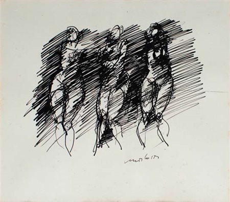 ENNIO MORLOTTI Lecco 1910 – Milano 1992 TRE NUDI china su carta, cm 24x27....