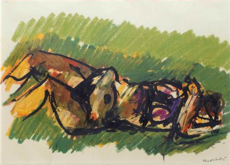 ENNIO MORLOTTI Lecco 1910 – Milano 1992 NUDO pastello ad olio su carta, cm...