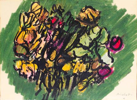 ENNIO MORLOTTI Lecco 1910 – Milano 1992 FIORI pastello a cera su carta...