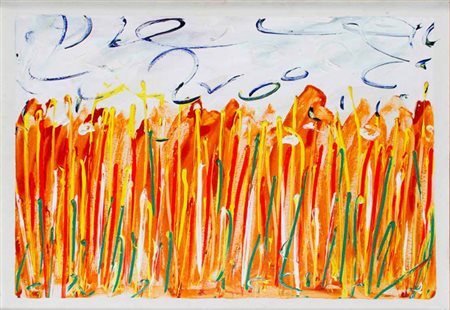 MARIO SCHIFANO Homs 1934 – Roma 1998 SENZA TITOLO tecnica mista su tela, cm...