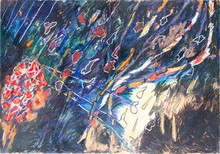 PIER PAOLO CALZOLARI Bologna 1943 STUDIO PER UN TESSUTO, 1985 pastello a cera...