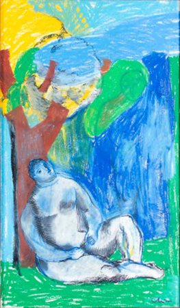 SANDRO CHIA Firenze 1946SENZA TITOLO tecnica mista su carta applicata su tela...