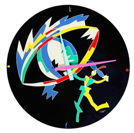 UGO NESPOLO Mosso 1941 OROLOGIO “KING SIZE”serigrafia su medium density,...