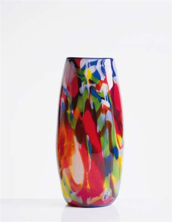 LUCIANO FERRO (1925-1972) Vaso in vetro pesante decorato in...