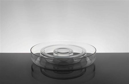 VISTOSI Grande centrotavola in vetro trasparentecon doppia scanalatura...