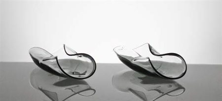 MANIFATTURA MURANESE Coppia di portasalviette in vetro trasparente....