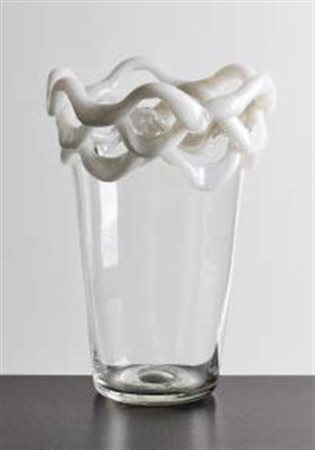 GECARA Vaso in vetro trasparente con collodecorato con applicazioni in...