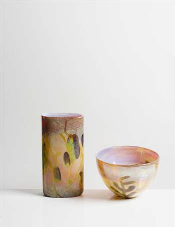 VETRERIA GINO CENEDESE & C. Coppa in vetro con superficie lavorataad acido a...