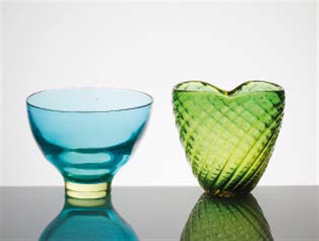 SEGUSO VETRI D’ARTE Vaso in vetro a griglia nei toni del verde. altezza: cm 20,5