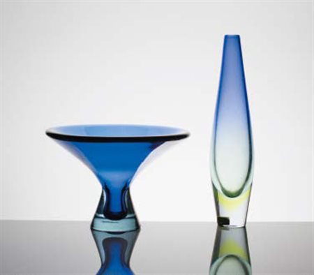 CENEDESE Vaso in vetro sommerso nei toni del blu, anni ‘60. altezza: cm 21,5,...