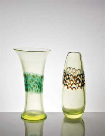 VETRERIA GINO CENEDESE & C. Grande vaso con decoro centrale nei toni del...