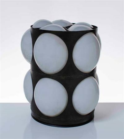 MANIFATTURA MURANESE Lanterna in vetro incamiciato bianco entro montatura...